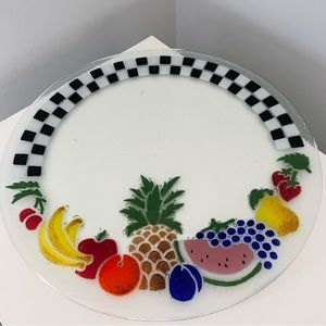 Large Checked Fruit Platter by Peggy Karr